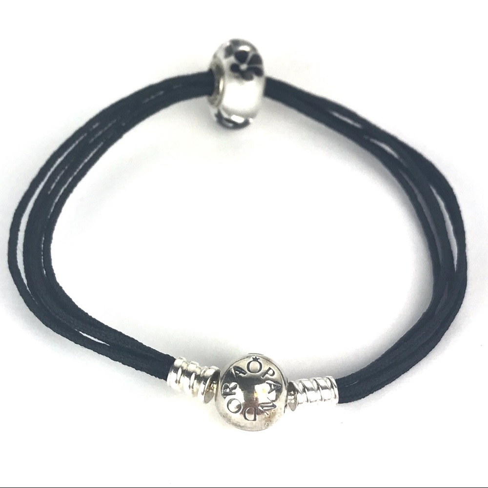 Pandora 5 Stand Black Bracelet & Blossum Bead